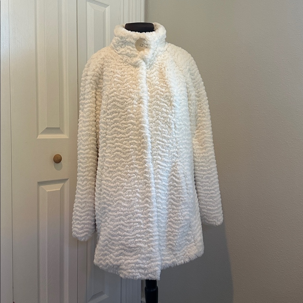 Johnston & Murphy Cream Faux Fur Coat